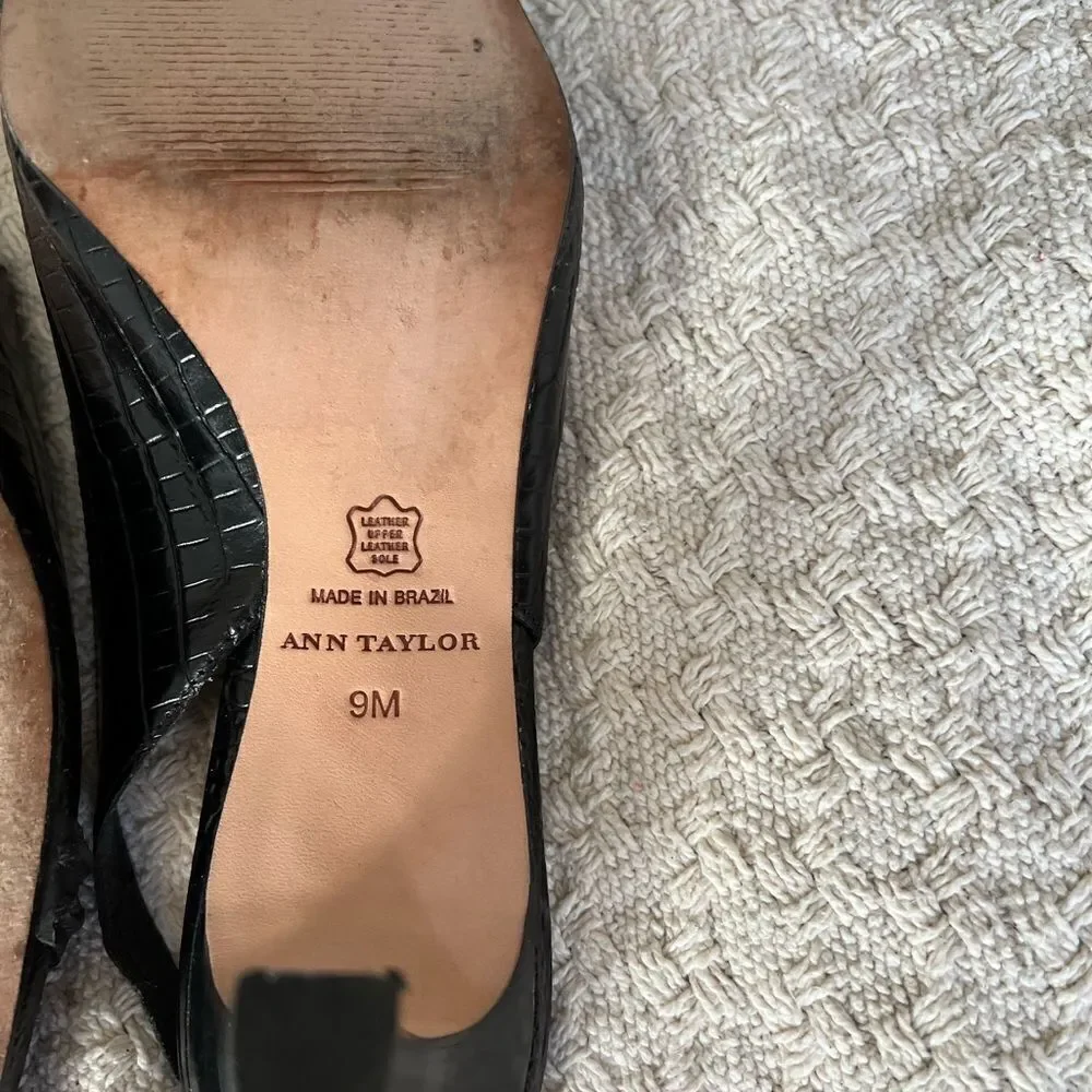 ANN Taylor sling back heels black size 9M gorpcore buckle front